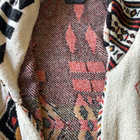 Zara Knitwear Aztec Belted Cardigan Sweater S | Southwestern Boho Cozy - Picture 5 of 9